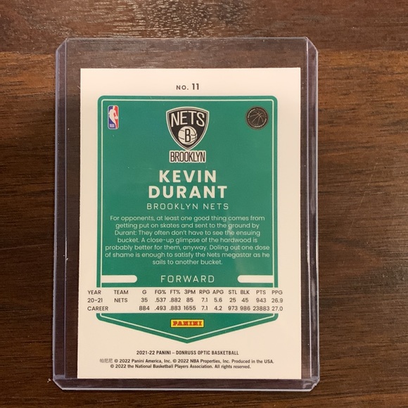 Kevin Durant 2022 Optic Donruss Card #11 - Picture 2 of 2